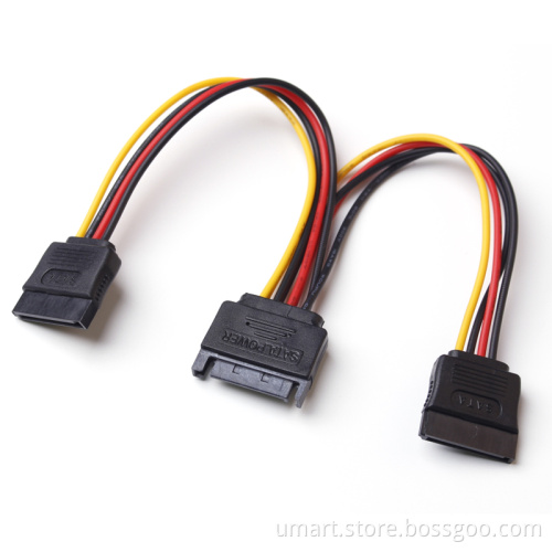 SATA 15pin Power Splitter Cable 15 Pin Male to Serial ATA 15pin x 2 Female Y Hard Drive Cables 15CM